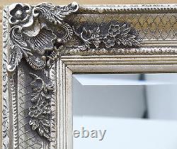 Abbey Vinatge Silver Large Shabby Chic Wall Leaner Mirror- 65 x 31 or 165x79cm