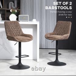 Adjustable Bar Stools Set of 2, Retro Swivel Kitchen Stool with Back, Footrest