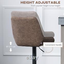 Adjustable Bar Stools Set of 2, Retro Swivel Kitchen Stool with Back, Footrest