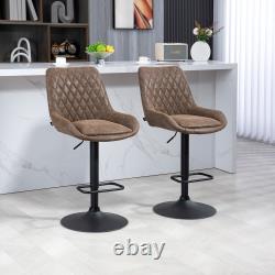Adjustable Bar Stools Set of 2, Retro Swivel Kitchen Stool with Back, Footrest