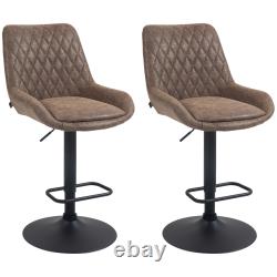 Adjustable Bar Stools Set of 2, Retro Swivel Kitchen Stool with Back, Footrest