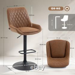 Adjustable Bar Stools Set of 2, Retro Swivel Kitchen Stool with Back Refurbished