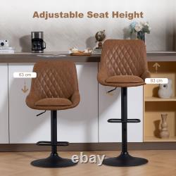 Adjustable Bar Stools Set of 2, Retro Swivel Kitchen Stool with Back Refurbished