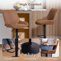 Adjustable Bar Stools Set of 2, Retro Swivel Kitchen Stool with Back Refurbished