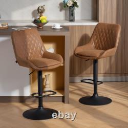 Adjustable Bar Stools Set of 2, Retro Swivel Kitchen Stool with Back Refurbished