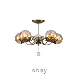 Amber Globe Glass Antique Brass Metal Body Vintage Retro Ceiling Light TEKLED