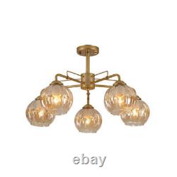 Amber Reeded Globe Glass Gold Metal Industrial Vintage Retro Ceiling LightTEKLED