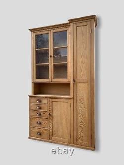 Antique Early C20th Pitch Pine Housekeeper's Cupboard Dresser Kitchen Cabinet
