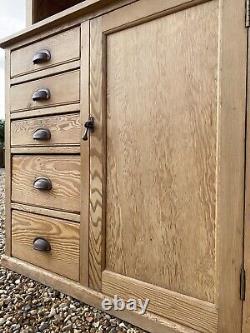 Antique Early C20th Pitch Pine Housekeeper's Cupboard Dresser Kitchen Cabinet