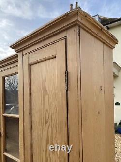 Antique Early C20th Pitch Pine Housekeeper's Cupboard Dresser Kitchen Cabinet