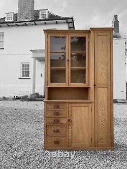 Antique Early C20th Pitch Pine Housekeeper's Cupboard Dresser Kitchen Cabinet