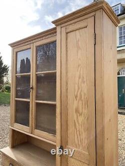 Antique Early C20th Pitch Pine Housekeeper's Cupboard Dresser Kitchen Cabinet