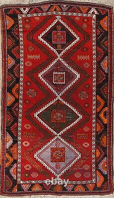 Antique Geometric Caucasian Kazak Russian Oriental Wool Rug Tribal Carpet 5'x8