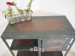 Antique Industrial Metal Cabinet, Retro & Vintage Style, Shelve & Drawer Storage