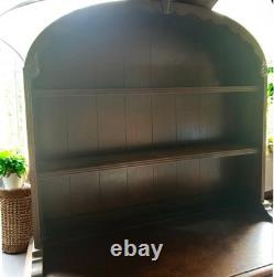 Antique Linen Fold Carved Oak Welsh Dresser made in England vintage cupboard