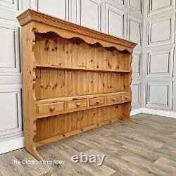 Antique Pine Welsh Dresser Top Shelves Wall Unit Cupboard Rustic Kitchen