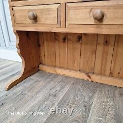 Antique Pine Welsh Dresser Top Shelves Wall Unit Cupboard Rustic Kitchen