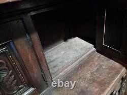 Antique Solid Dark Oak 6 Door 3 Drawer Cabinet Sideboard Welsh Dresser Vintage