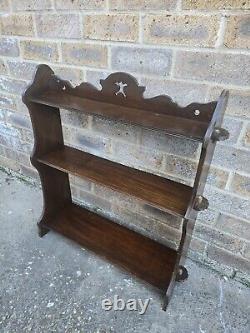 Antique Victorian Arts And Crafts Solid Wood Spice Rack Shelves Wall Unit