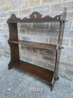 Antique Victorian Arts And Crafts Solid Wood Spice Rack Shelves Wall Unit
