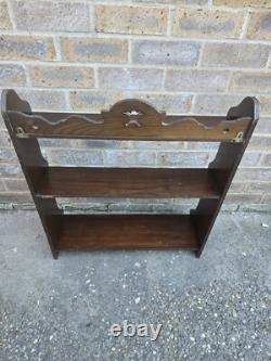 Antique Victorian Arts And Crafts Solid Wood Spice Rack Shelves Wall Unit