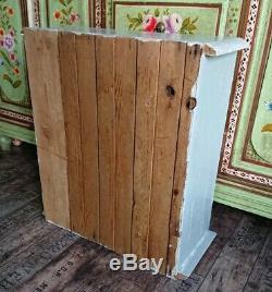 Antique Vintage Chic Pine Wall Cabinet Shelf Display Cupboard French Grey farm