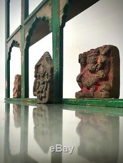 Antique Vintage Indian Furniture. Huge Mughal Arch Display Unit. Green & Pink