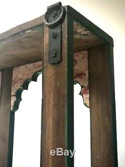 Antique Vintage Indian Furniture. Huge Mughal Arch Display Unit. Green & Pink