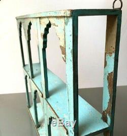Antique Vintage Indian Furniture. Mughal Arch Display Unit. Distressed Baby Blue