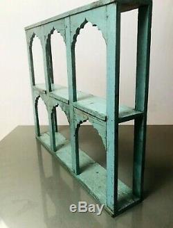 Antique Vintage Indian Furniture. Mughal Arch Display Unit. Distressed Turquoise