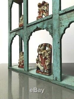 Antique Vintage Indian Furniture. Mughal Arch Display Unit. Distressed Turquoise