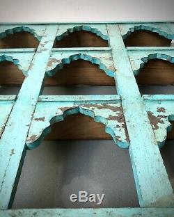 Antique Vintage Indian Furniture. Mughal Arch Display Unit. Distressed Turquoise