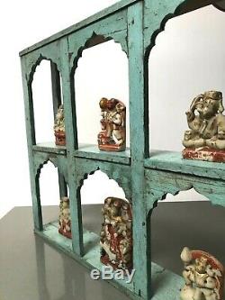 Antique Vintage Indian Furniture. Mughal Arch Display Unit. Distressed Turquoise