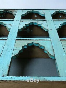 Antique Vintage Indian Furniture. Mughal Arch Display Unit. Distressed Turquoise