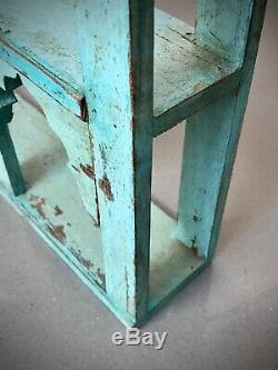 Antique Vintage Indian Furniture. Mughal Arch Display Unit. Distressed Turquoise