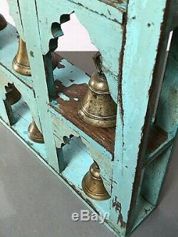 Antique Vintage Indian Furniture. Mughal Arch Display Unit. Distressed Turquoise