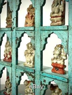 Antique Vintage Indian Furniture. Mughal Arch Display Unit. Distressed Turquoise