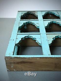 Antique Vintage Indian Furniture. Mughal Arch Display Unit. Distressed Turquoise