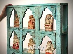 Antique Vintage Indian Furniture. Mughal Arch Display Unit. Distressed Turquoise