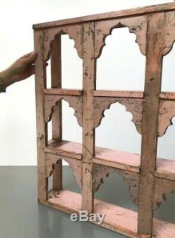 Antique Vintage Indian Furniture. Mughal Arch Display Unit. Pink & Jade