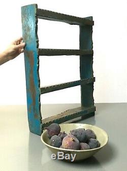 Antique Vintage Indian Wooden Shelving Unit. Art Deco Turquoise