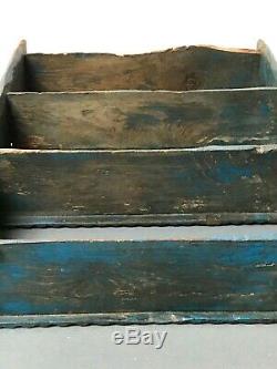 Antique Vintage Indian Wooden Shelving Unit. Art Deco Turquoise