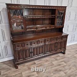 Antique Vintage Large Wooden Oak Welsh Dresser Buffet Cabinet Kitchen Sideboard