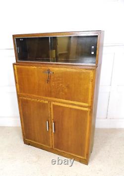 Antique Vintage MINTY bookcase Bureau Oak Library cabinet 1950s laptop desk