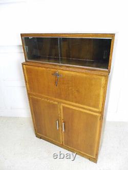 Antique Vintage MINTY bookcase Bureau Oak Library cabinet 1950s laptop desk