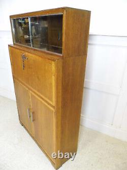 Antique Vintage MINTY bookcase Bureau Oak Library cabinet 1950s laptop desk