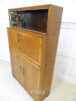 Antique Vintage MINTY bookcase Bureau Oak Library cabinet 1950s laptop desk