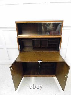 Antique Vintage MINTY bookcase Bureau Oak Library cabinet 1950s laptop desk