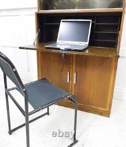 Antique Vintage MINTY bookcase Bureau Oak Library cabinet 1950s laptop desk
