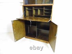 Antique Vintage MINTY bookcase Bureau Oak Library cabinet 1950s laptop desk